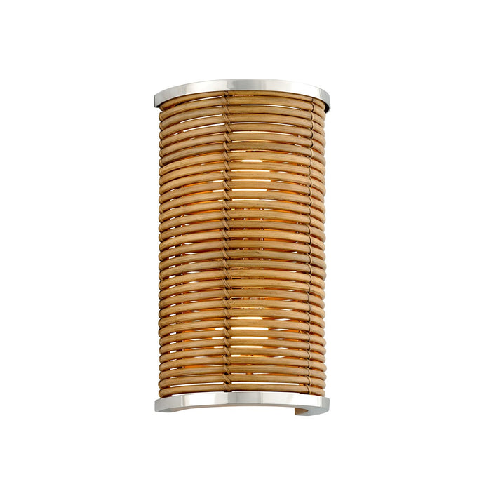 Corbett Lighting 277-12 Two Light Wall Sconce, Natural Rattan Stainless Steel