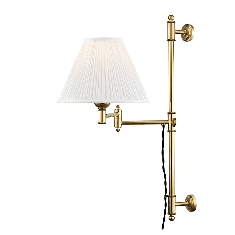 Hudson Valley MDS104-AGB One Light Wall Sconce, Aged Brass
