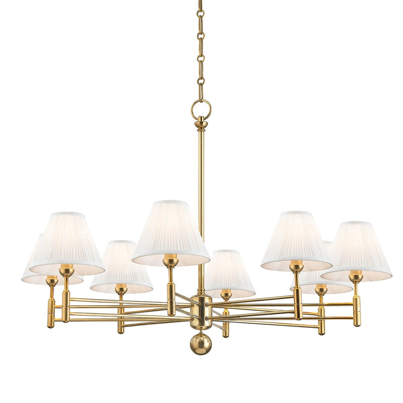 Hudson Valley MDS106-AGB Eight Light Chandelier, Aged Brass