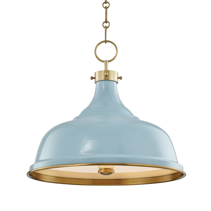Hudson Valley MDS300-AGB/BB Three Light Pendant, Aged Brass/Blue Bird