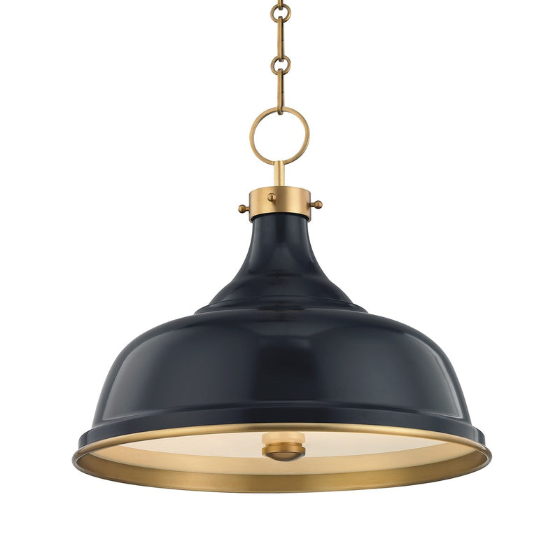 Hudson Valley MDS300-AGB/DBL Three Light Pendant, Aged Brass/Darkest Blue