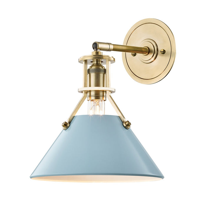 Hudson Valley MDS350-AGB/BB One Light Wall Sconce, Aged Brass/Blue Bird