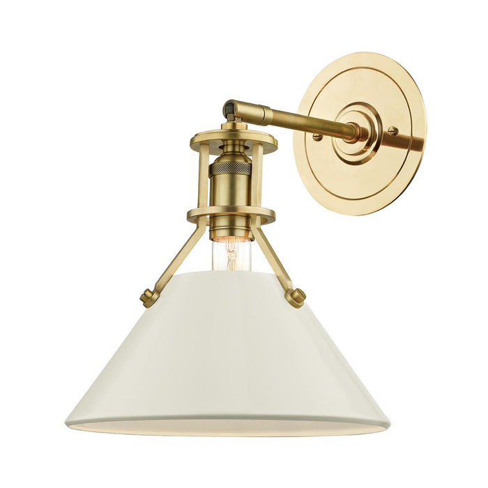 Hudson Valley MDS350-AGB/OW One Light Wall Sconce, Aged Brass/Off White