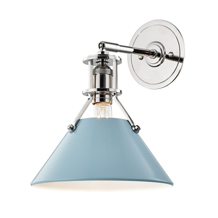 Hudson Valley MDS350-PN/BB One Light Wall Sconce, Polished Nickel/Blue Bird