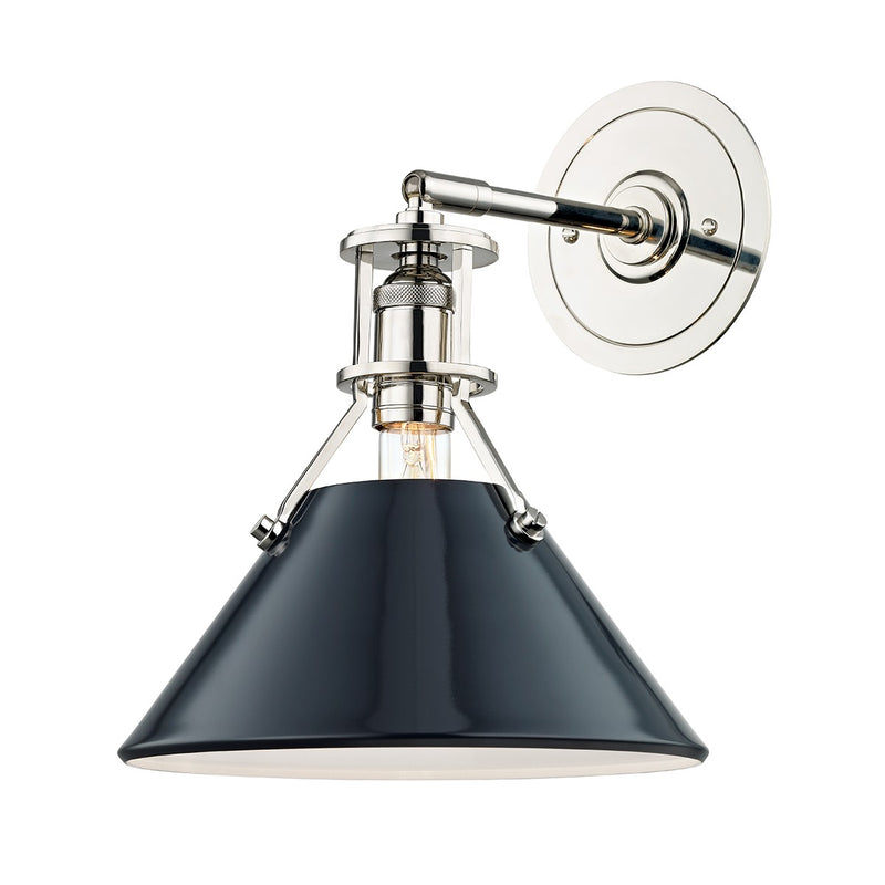 Hudson Valley MDS350-PN/DBL One Light Wall Sconce, Polished Nickel/Darkest Blue