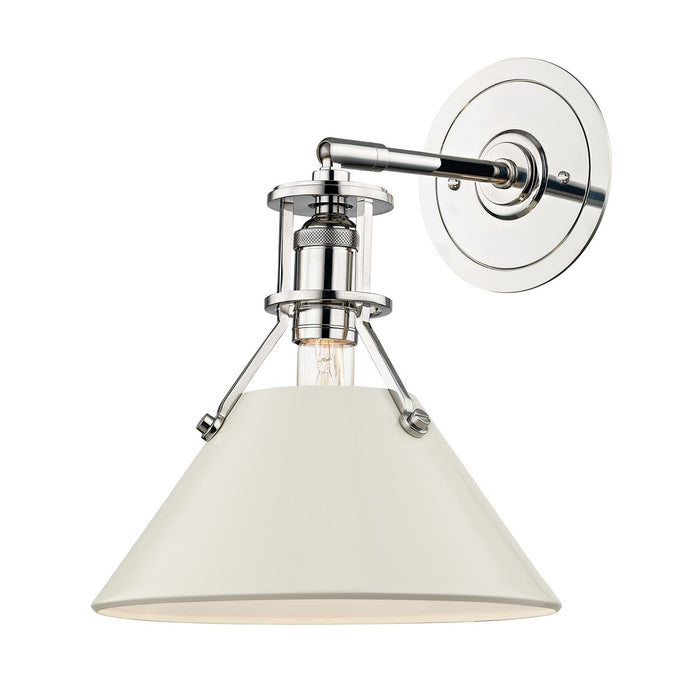 Hudson Valley MDS350-PN/OW One Light Wall Sconce, Polished Nickel/Off White