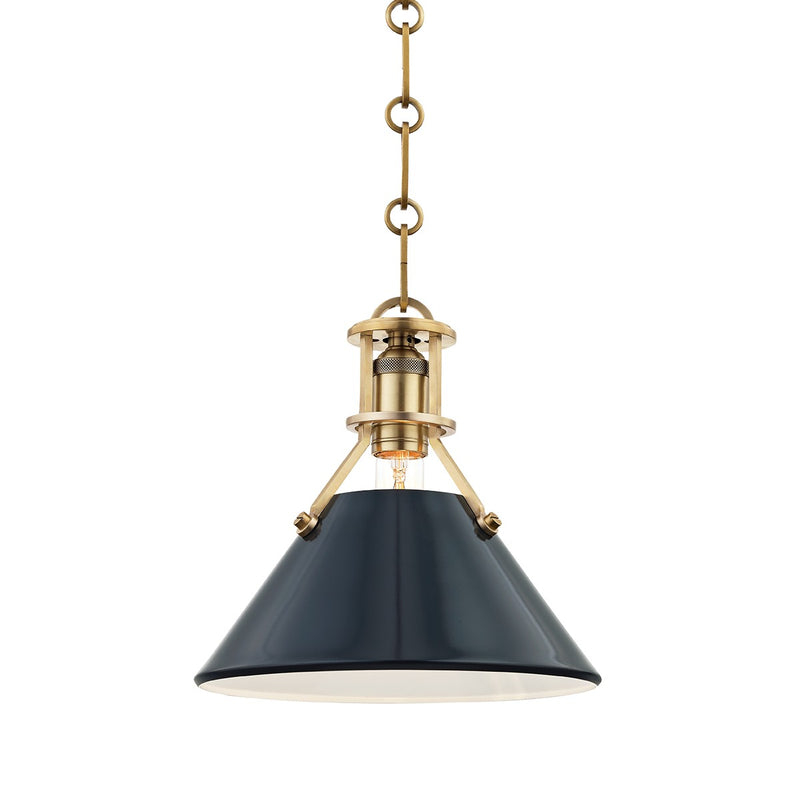 Hudson Valley MDS351-AGB/DBL One Light Pendant, Aged Brass/Darkest Blue
