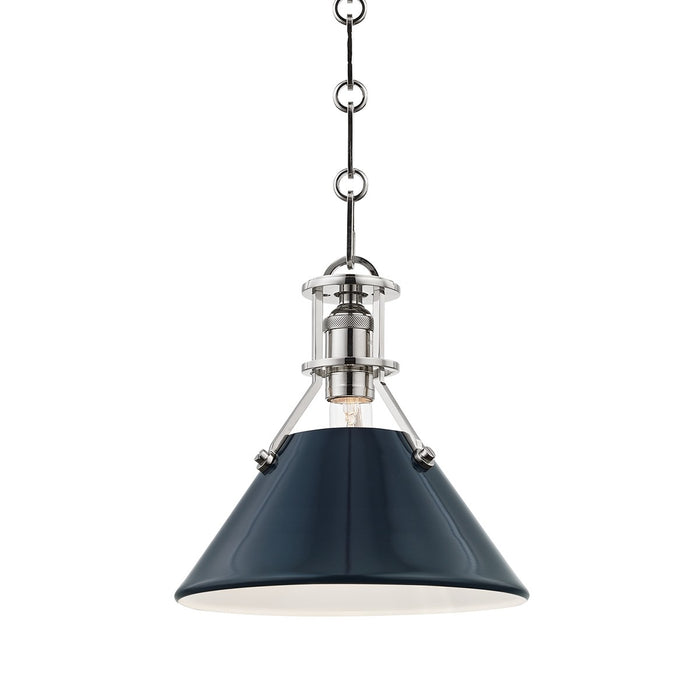 Hudson Valley MDS351-PN/DBL One Light Pendant, Polished Nickel/Darkest Blue