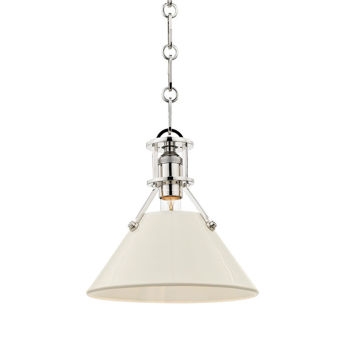 Hudson Valley MDS351-PN/OW One Light Pendant, Polished Nickel/Off White