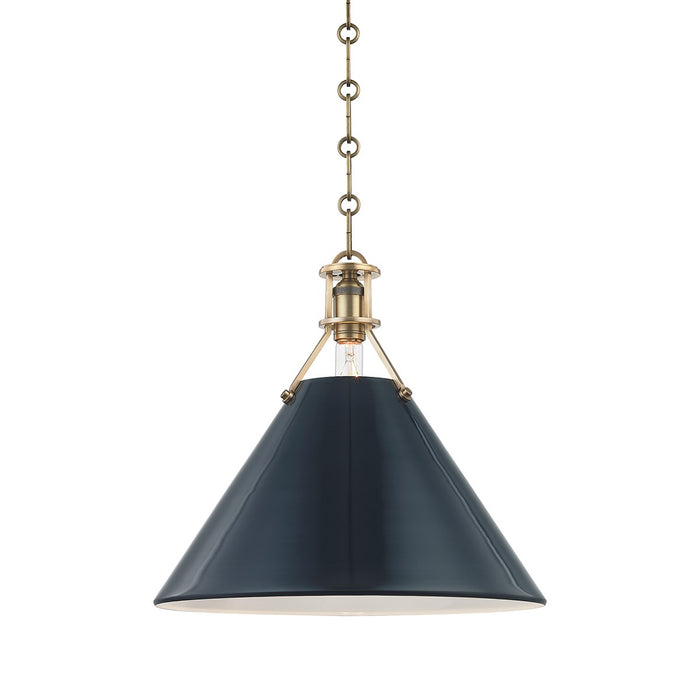 Hudson Valley MDS352-AGB/DBL One Light Pendant, Aged Brass/Darkest Blue