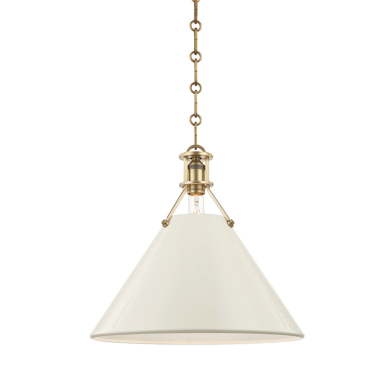 Hudson Valley MDS352-AGB/OW One Light Pendant, Aged Brass/Off White