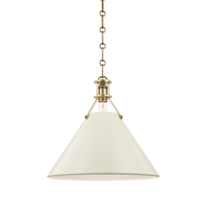 Hudson Valley MDS352-AGB/OW One Light Pendant, Aged Brass/Off White