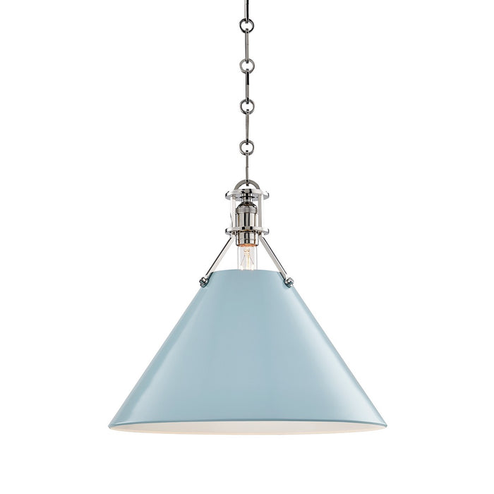 Hudson Valley MDS352-PN/BB One Light Pendant, Polished Nickel/Blue Bird