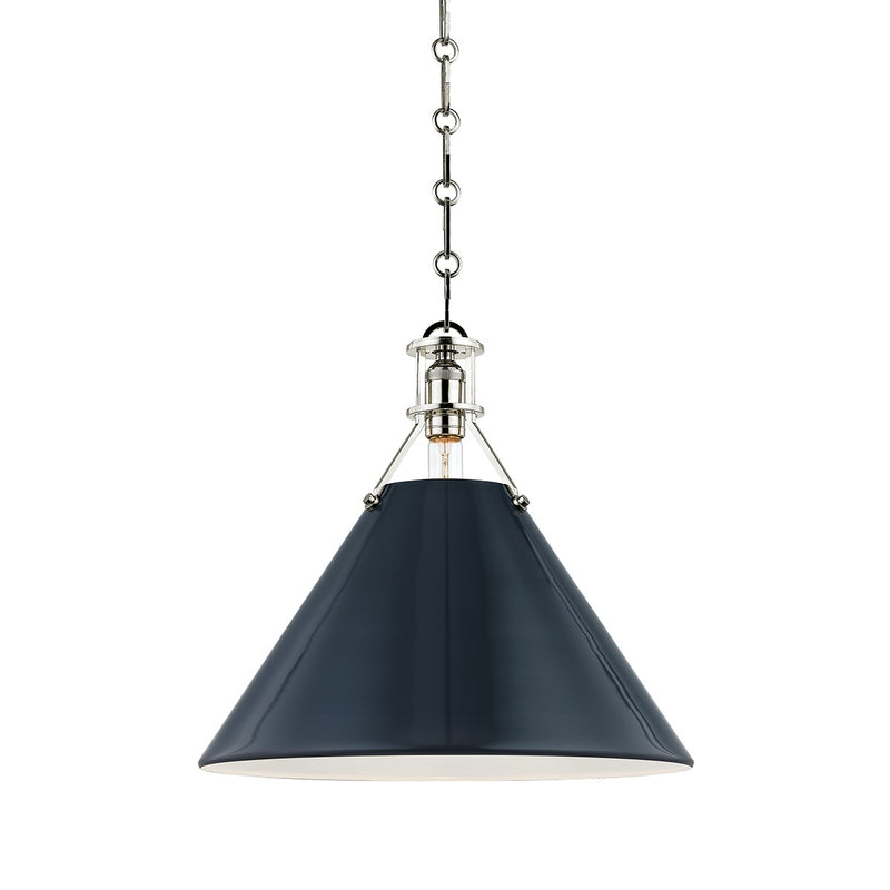 Hudson Valley MDS352-PN/DBL One Light Pendant, Polished Nickel/Darkest Blue