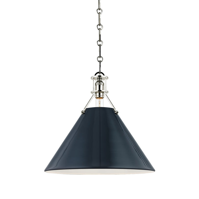 Hudson Valley MDS352-PN/DBL One Light Pendant, Polished Nickel/Darkest Blue