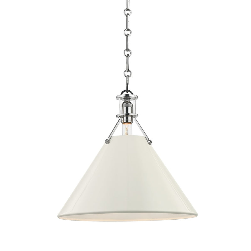 Hudson Valley MDS352-PN/OW One Light Pendant, Polished Nickel/Off White
