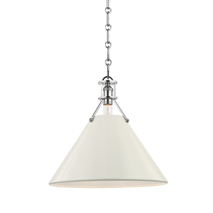 Hudson Valley MDS352-PN/OW One Light Pendant, Polished Nickel/Off White