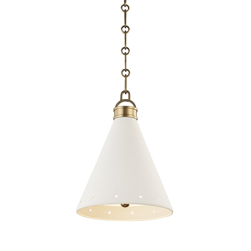 Hudson Valley MDS400-AGB/WP One Light Pendant, Aged Brass/White Plaster