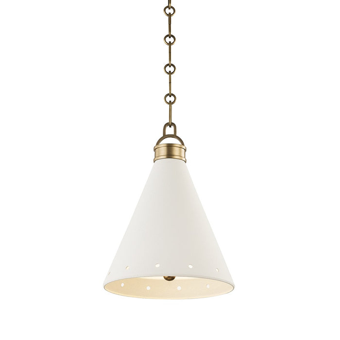 Hudson Valley MDS400-AGB/WP One Light Pendant, Aged Brass/White Plaster