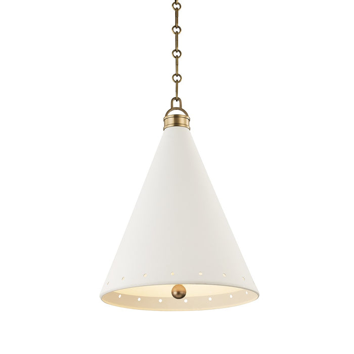 Hudson Valley MDS401-AGB/WP One Light Pendant, Aged Brass/White Plaster