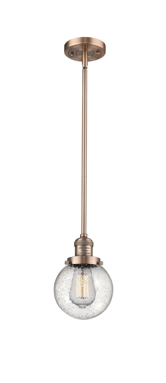 Innovations 201S-AC-G204-6 One Light Mini Pendant, Antique Copper
