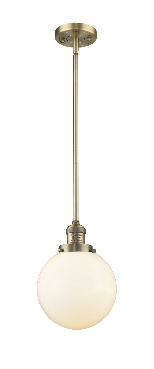 Innovations 201S-BB-G201-8 One Light Mini Pendant, Brushed Brass