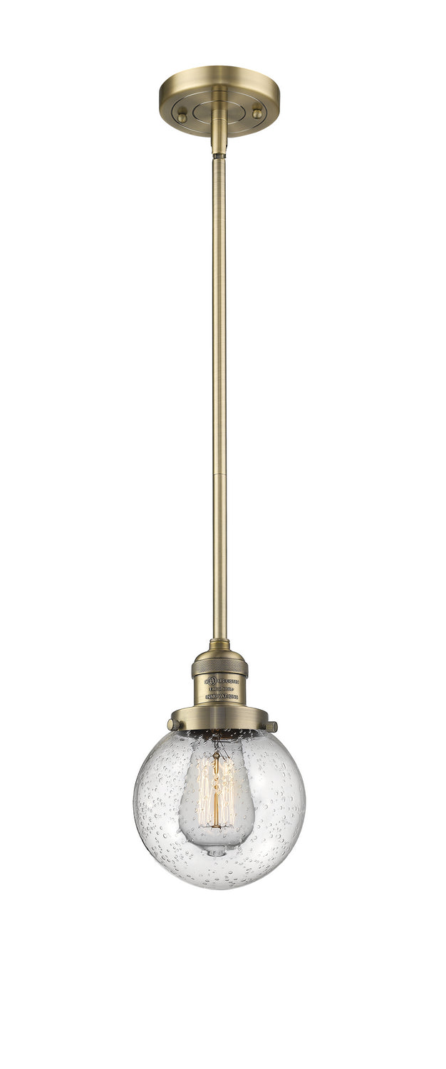 Innovations 201S-BB-G204-6 One Light Mini Pendant, Brushed Brass