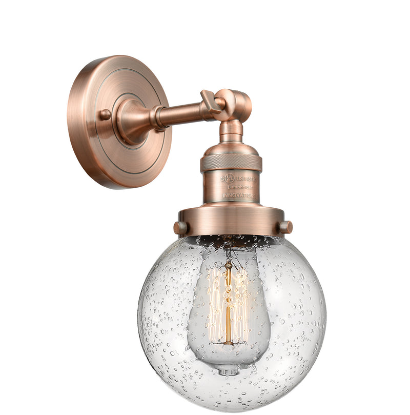 Innovations 203-AC-G204-6 One Light Wall Sconce, Antique Copper