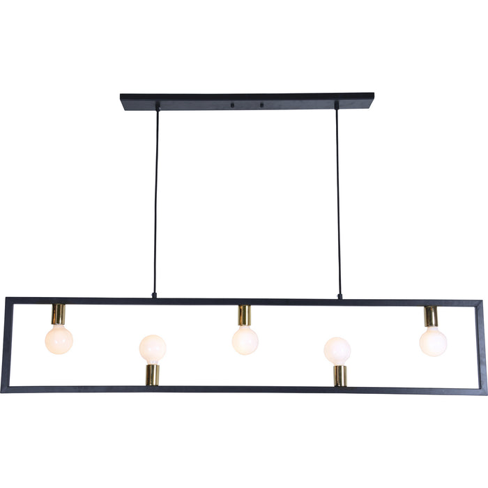 Renwil LPC4067 Five Light Ceiling Fixture, Matte Black/Polished Brass