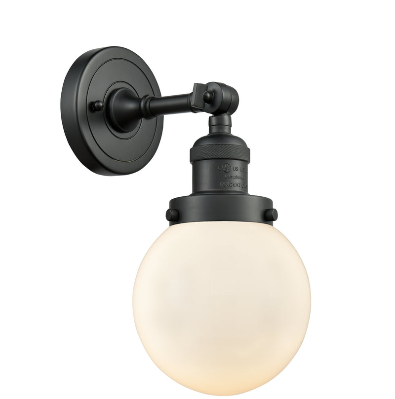 Innovations 203-BK-G201-6 One Light Wall Sconce, Matte Black
