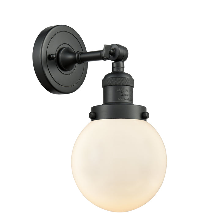 Innovations 203-BK-G201-6 One Light Wall Sconce, Matte Black