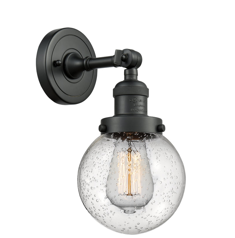 Innovations 203-BK-G204-6 One Light Wall Sconce, Matte Black