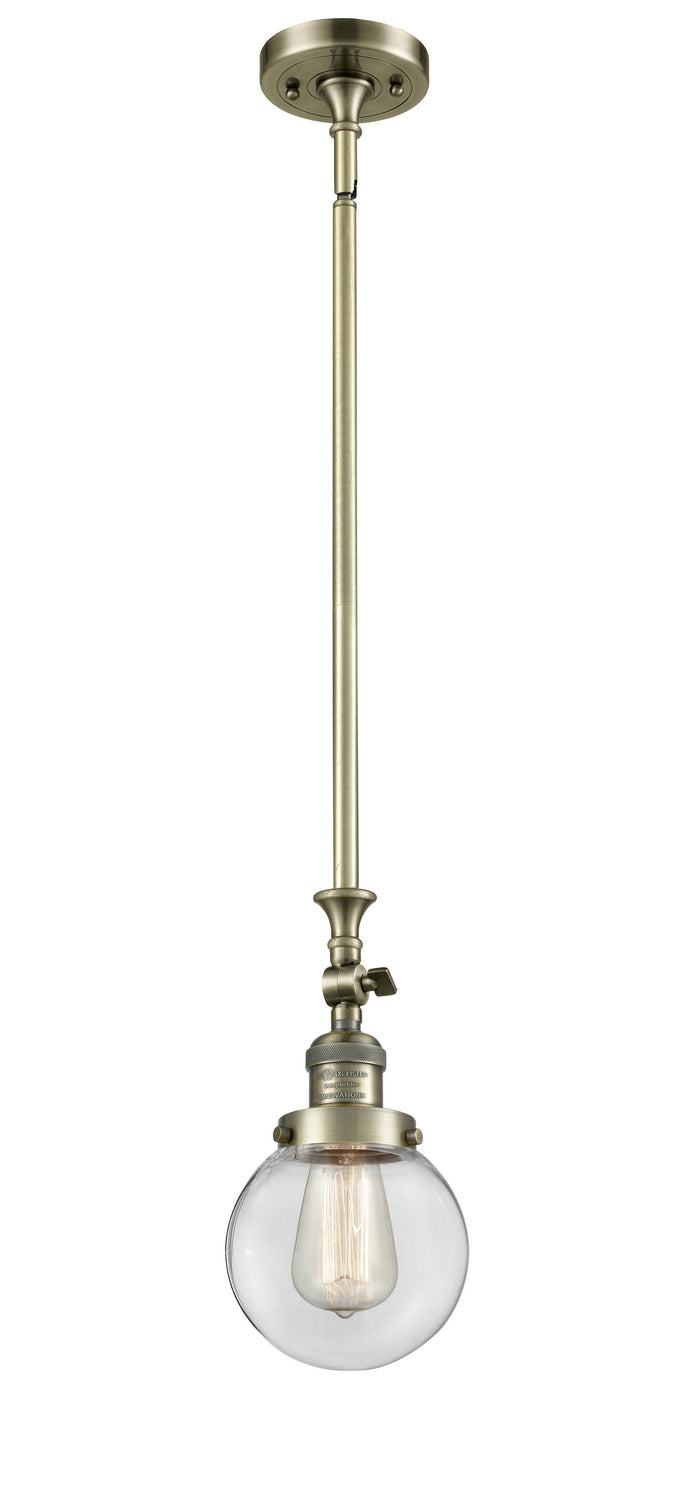 Innovations 206-AB-G202-6 One Light Mini Pendant, Antique Brass