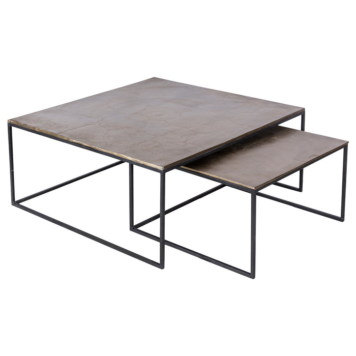 Renwil TA177 Accent Table, Both Brass Antique Frame Matt Black