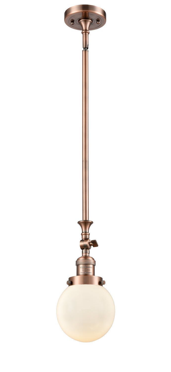 Innovations 206-AC-G201-6 One Light Mini Pendant, Antique Copper