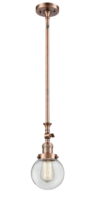 Innovations 206-AC-G202-6 One Light Mini Pendant, Antique Copper