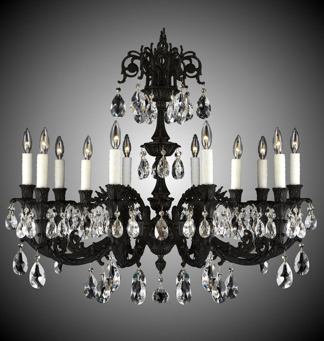 American Brass & Crystal CH2005-O-05S-PI 12 Light Chandelier, Old Bronze Satin