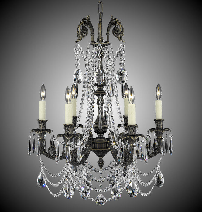 American Brass & Crystal CH2052-O-21S-PI Six Light Chandelier, Palace Bronze