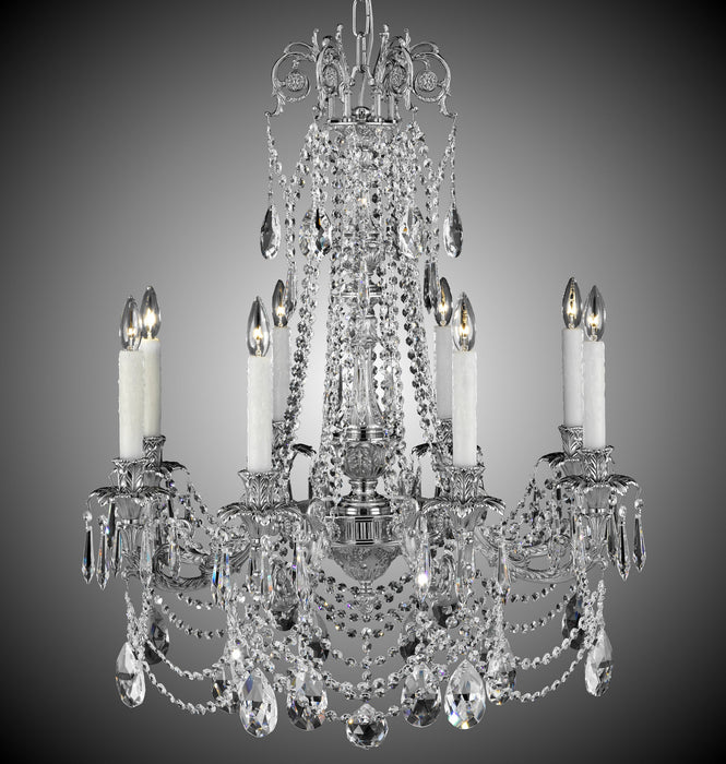 American Brass & Crystal CH2053-O-08G-PI Eight Light Chandelier, Silver