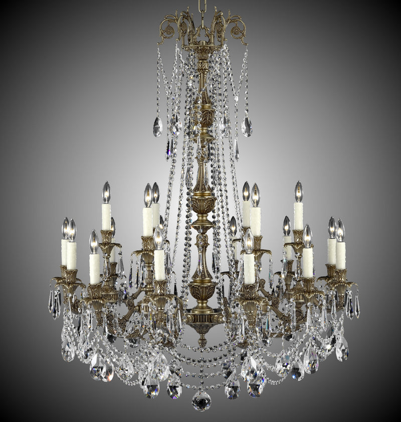 American Brass & Crystal CH2058-O-01G-PI 18 Light Chandelier, Polished Brass w/Umber Inlay
