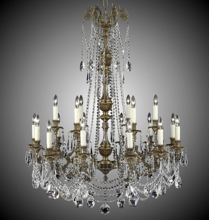 American Brass & Crystal CH2058-O-01G-PI 18 Light Chandelier, Polished Brass w/Umber Inlay