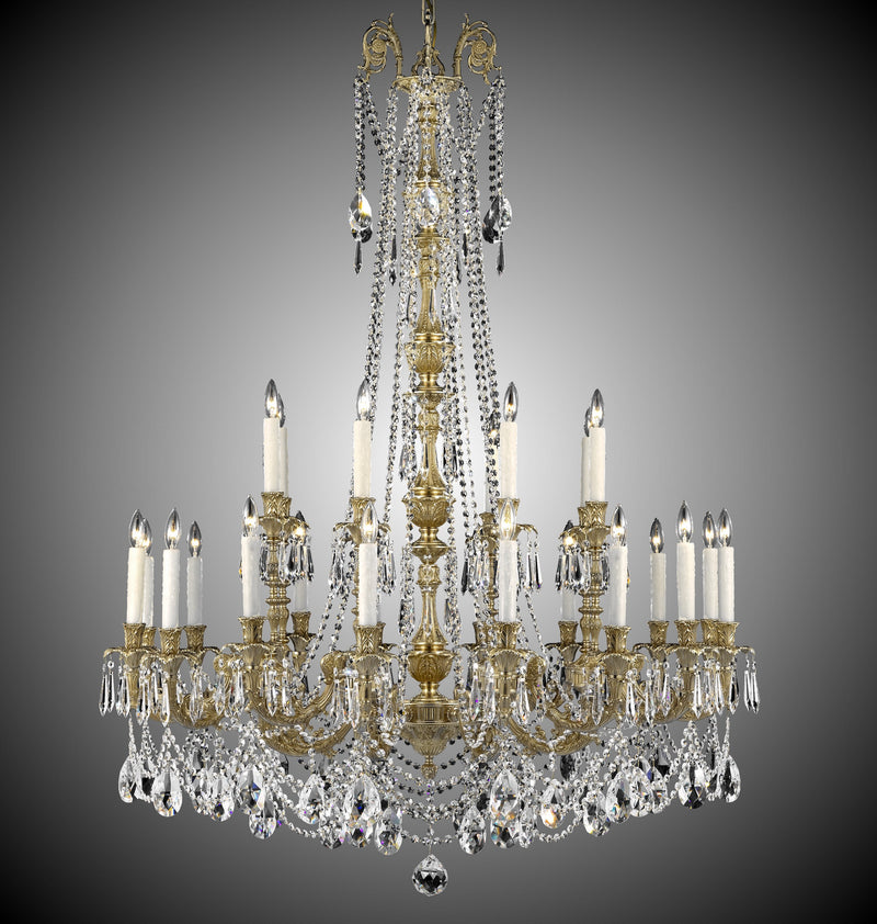American Brass & Crystal CH2059-O-16G-PI 24 Light Chandelier, True Brass