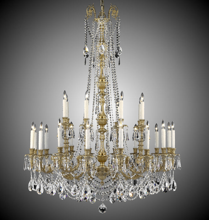 American Brass & Crystal CH2059-O-16G-PI 24 Light Chandelier, True Brass