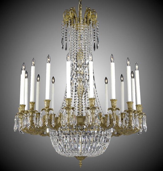 American Brass & Crystal CH2343-P-16G-PI 18 Light Chandelier, True Brass