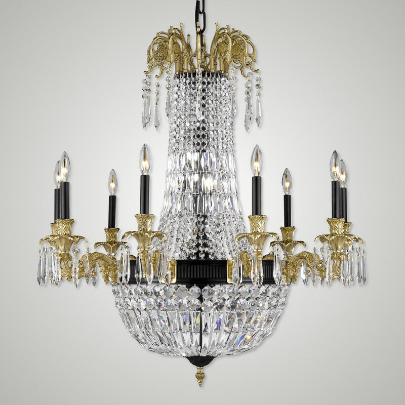 American Brass & Crystal CH2143-P-05S-16G-ST 18 Light Chandelier, Old Bronze(Black) with True Brass
