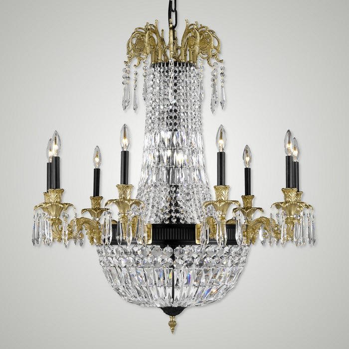 American Brass & Crystal CH2143-P-05S-16G-ST 18 Light Chandelier, Old Bronze(Black) with True Brass
