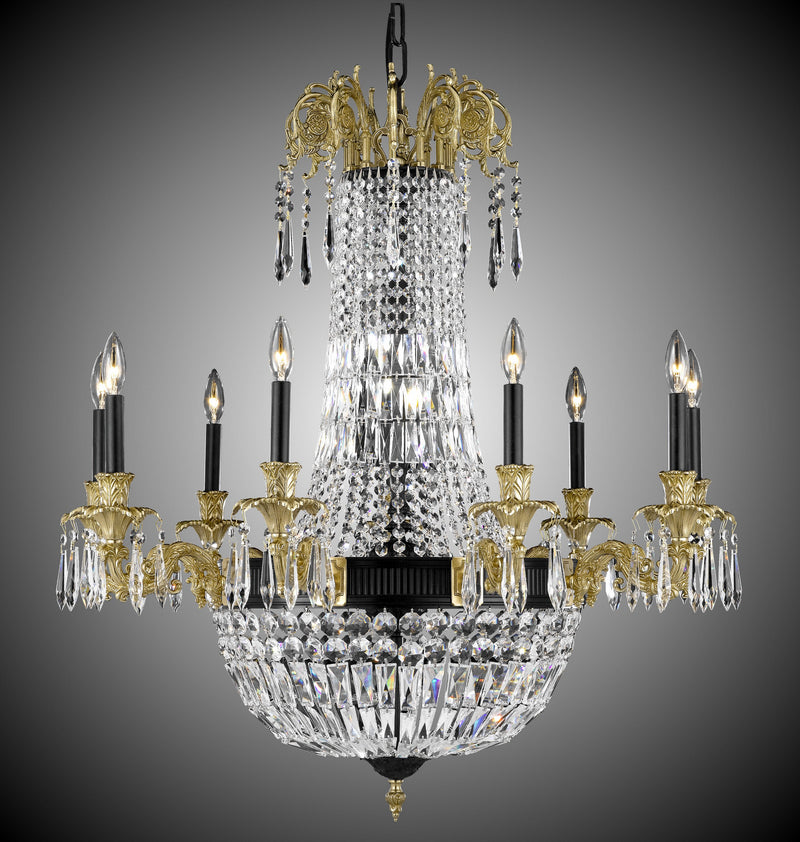 American Brass & Crystal CH2143-P-05S-16G-ST 18 Light Chandelier, Old Bronze(Black) with True Brass