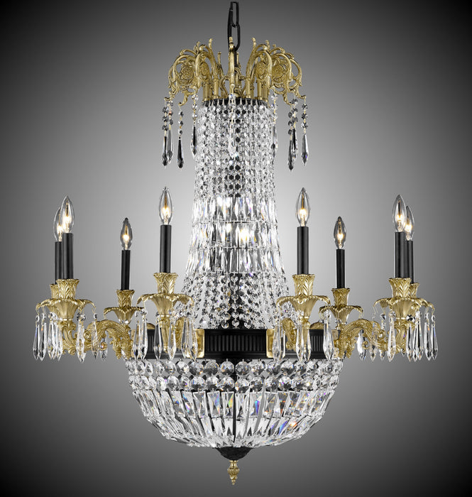 American Brass & Crystal CH2143-P-05S-16G-ST 18 Light Chandelier, Old Bronze(Black) with True Brass