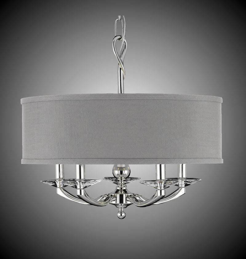 American Brass & Crystal CH5424-38G-ST-GL Five Light Chandelier, Polished Nickel