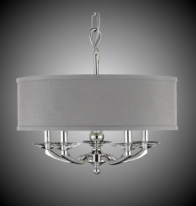 American Brass & Crystal CH5424-38G-ST-GL Five Light Chandelier, Polished Nickel